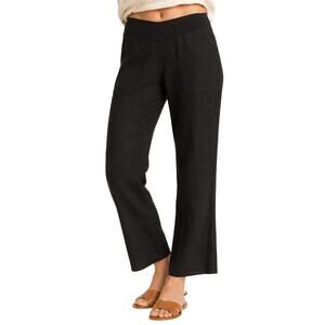Allen Allen USA Black 100% Linen Pants XS Low Rise Lagenlook Wide Leg Made USA